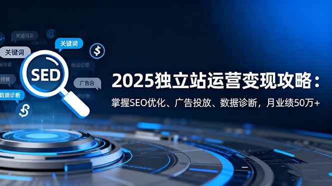 2025独立站运营变现攻略：掌握SEO优化、广告投放、数据诊断，月业绩50万+-星火轻创