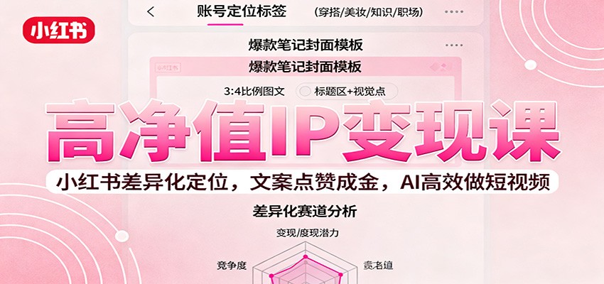 高净值IP变现课:小红书差异化定位,文案点赞成金, AI高效做短视频-小艾项目网