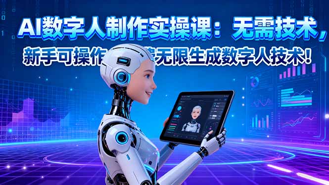 AI数字人制作实操课：无需技术，新手可操作，免费无限生成数字人技术！-星火轻创
