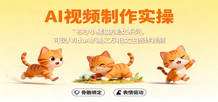 AI视频制作实操,飞天/小橘猫/美女系列,可灵/ViduAl/通义万相文生图转视频-星火轻创