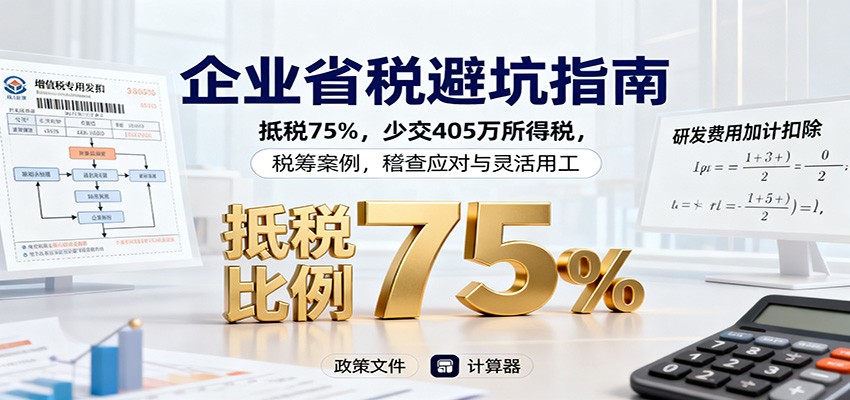 企业省税避坑指南:抵税75%,少交405万所得税,税筹案例,稽查应对与灵活用工-星火轻创
