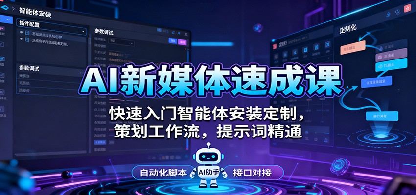 AI新媒体速成课:快速入门智能体安装定制,策划工作流,提示词精通-星火轻创