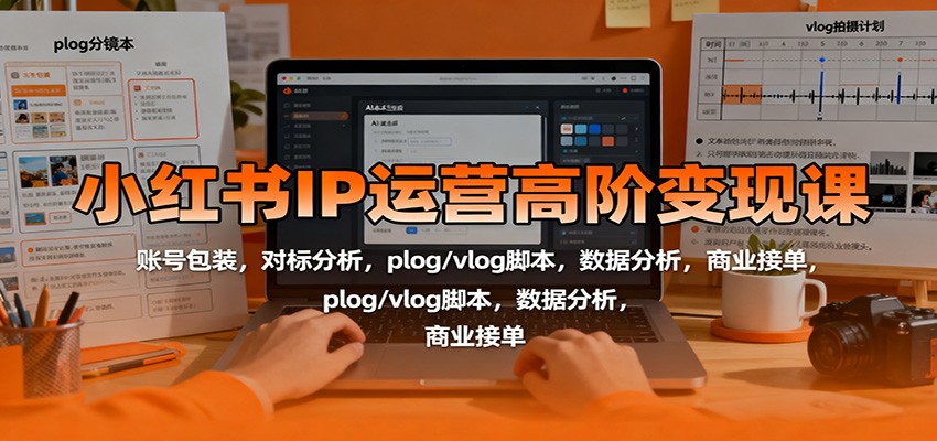 小红书IP运营高阶变现课:账号包装,对标分析,plog/vlog脚本,数据分析,商业接单-星火轻创