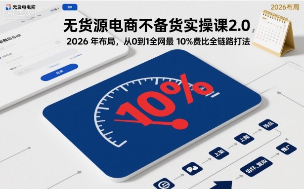 无货源电商不备货实操课2.0，2026年布局，从0到1全网最低10%费比全链路打法【更新中】-星火轻创
