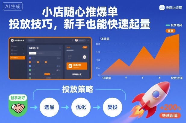 小店随心推爆单投放技巧，新手也能快速起量-星火轻创