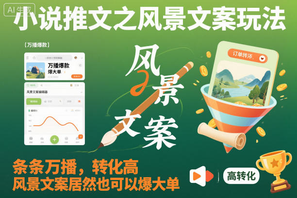 小说推文之风景文案玩法，条条万播，转化高，风景文案居然也可以爆大单！-星火轻创