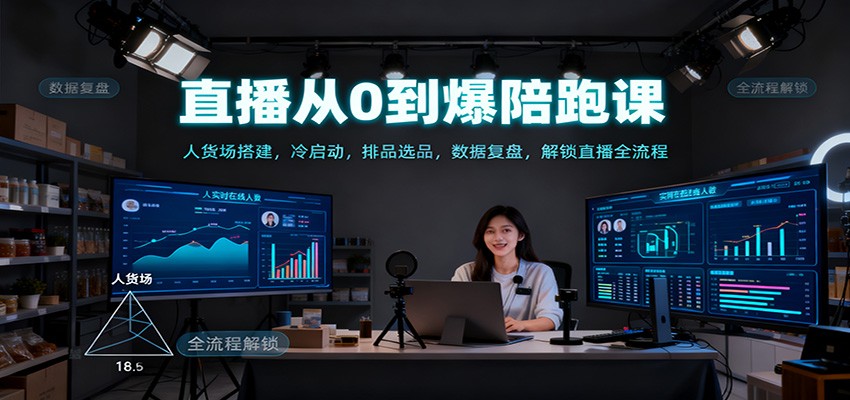 直播从0到爆陪跑课：人货场搭建，冷启动，排品选品，数据复盘，解锁直播全流程-星火轻创