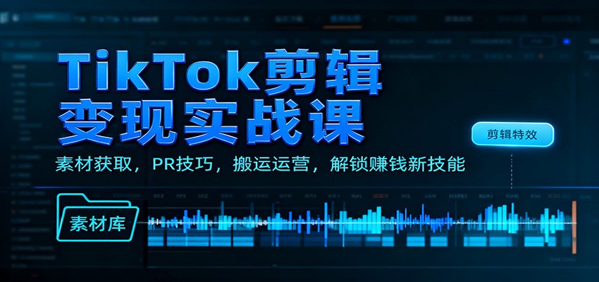 TikTok剪辑变现实战课:素材获取,PR技巧,搬运运营,解锁赚钱新技能-星火轻创