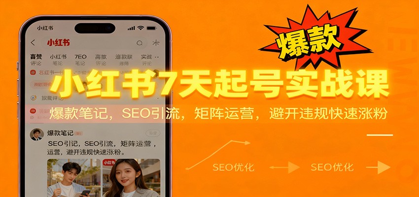 小红书7天起号实战课:爆款笔记,SEO引流,矩阵运营,避开违规快速涨粉-星火轻创