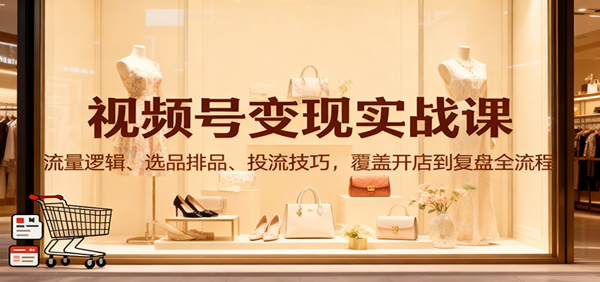视频号变现实战课:流量逻辑、选品排品、投流技巧,覆盖开店到复盘全流程-小艾项目网