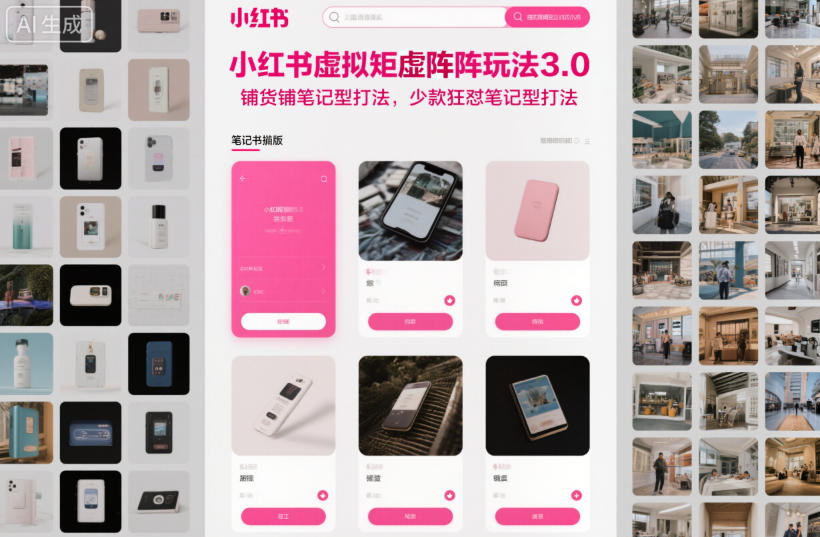 小红书虚拟矩阵玩法3.0，铺货铺笔记型打法，少款狂怼笔记型打法-星火轻创