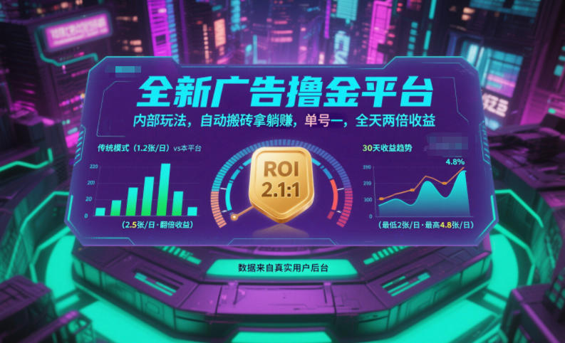 全新广告撸金平台，内部玩法，自动搬砖拿躺賺，单号一天保底2张+，全天两倍收益【揭秘】-星火轻创