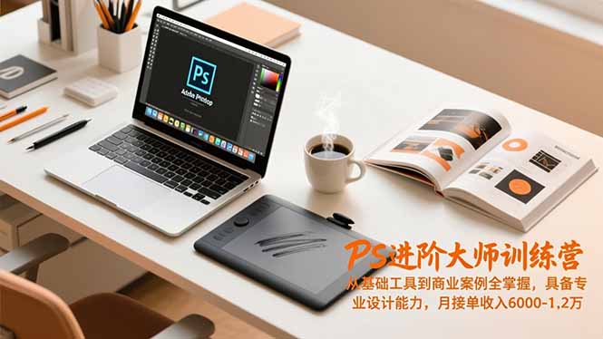PS进阶大师训练营，从基础工具到商业案例全掌握，具备专业设计能力，月接单收入6000-1.2万-星火轻创