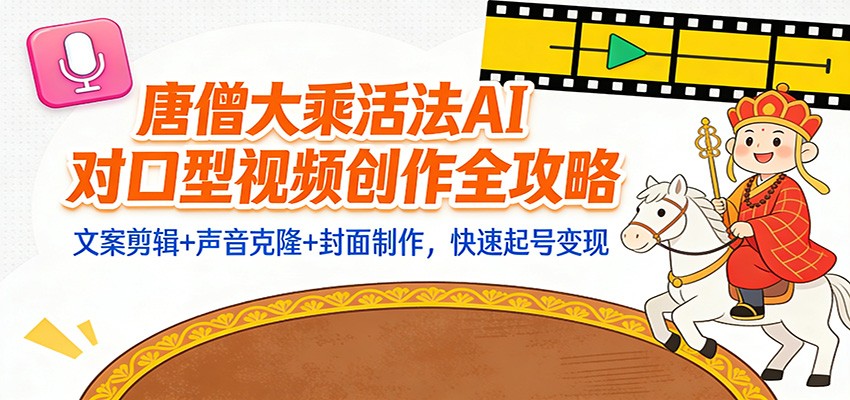 “大乘活法”AI对口型视频创作全攻略:文案剪辑+声音克隆+封面制作,快速起号变现-星火轻创