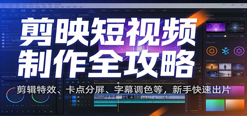 剪映短视频制作全攻略:剪辑特效、卡点分屏、字幕调色等,新手快速出片-星火轻创
