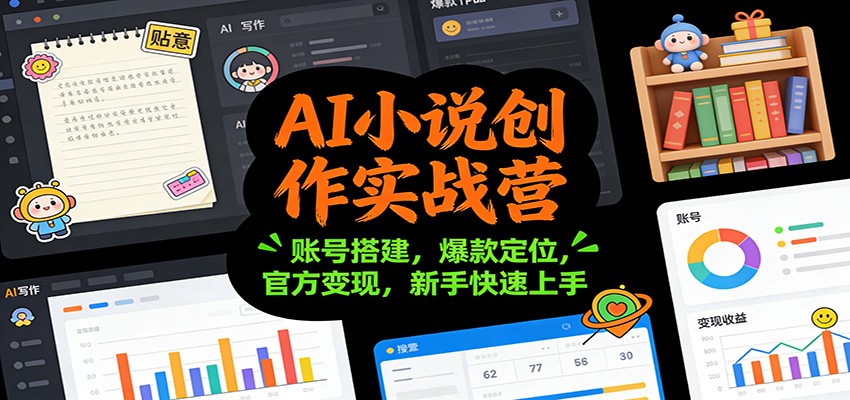 AI小说创作实战营:账号搭建,爆款定位,官方变现,新手快速上手-星火轻创