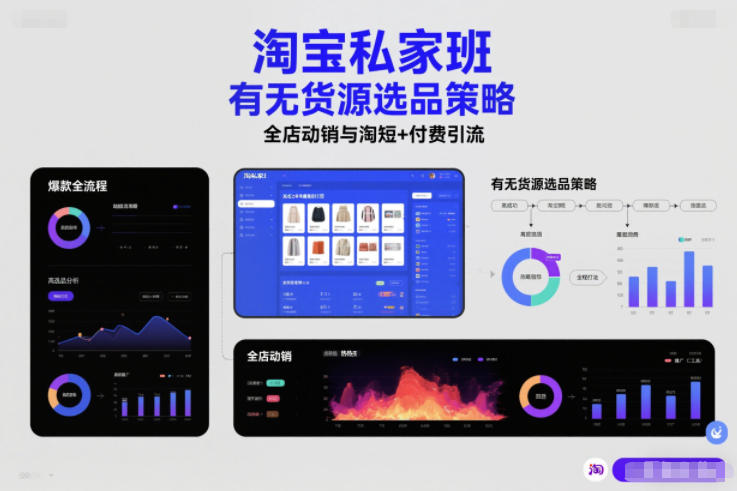 淘宝私家班，有无货源选品策略，高成功率爆款全流程打法，全店动销与淘短+付费引流(更新)-星火轻创