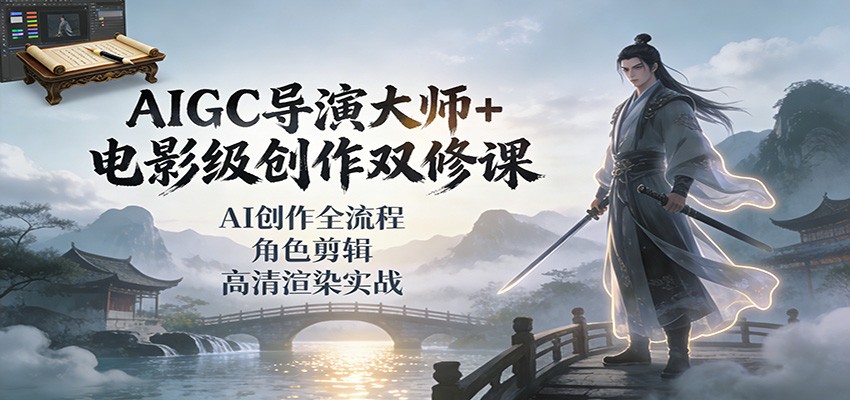 AIGC导演大师+电影级创作双修课:AI创作全流程、角色剪辑、高清渲染实战-星火轻创