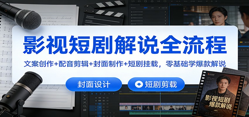 影视短剧解说全流程:文案创作+配音剪辑+封面制作+短剧挂载,零基础学爆款解说-星火轻创