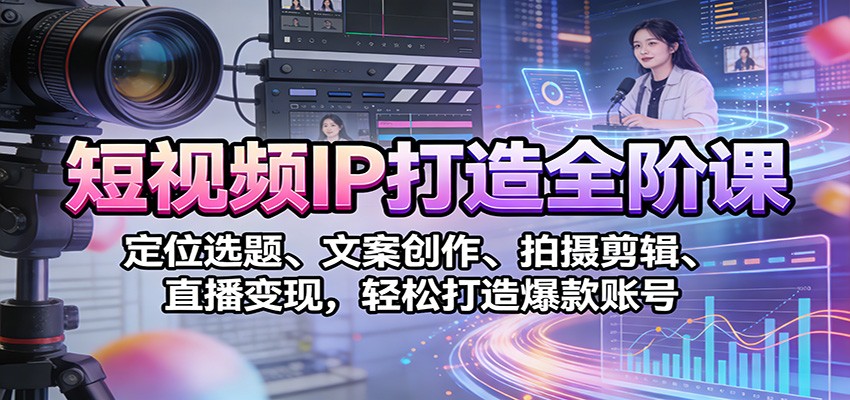 短视频IP打造全阶课：定位选题、文案创作、拍摄剪辑、直播变现，轻松打造爆款账号-星火轻创