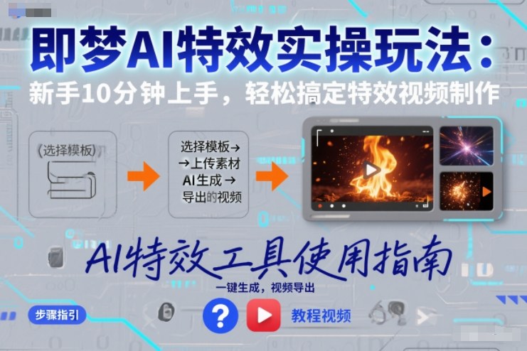 即梦AI特效实操玩法：新手10分钟上手，轻松搞定特效视频制作-星火轻创