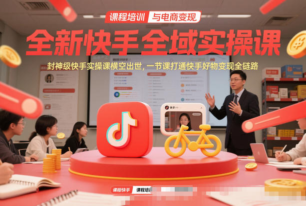 全新快手全域实操课，封神级快手实操课横空出世，一节课打通快手好物变现全链路-星火轻创