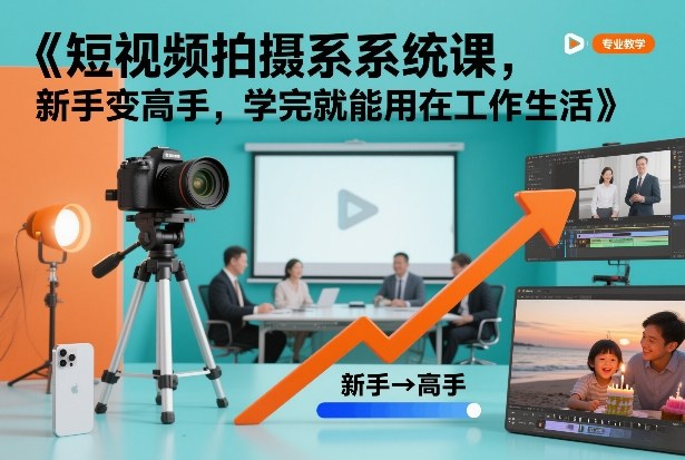 短视频拍摄系统课，新手变高手，学完就能用在工作生活-星火轻创