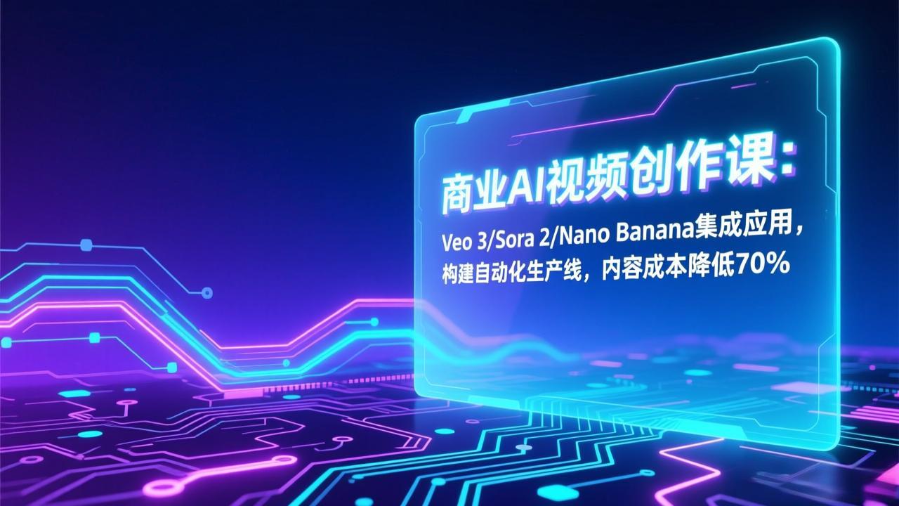 商业AI视频创作课：Veo 3/Sora 2/Nano Banana集成应用，构建自动化生产线，内容成本降低70%-星火轻创