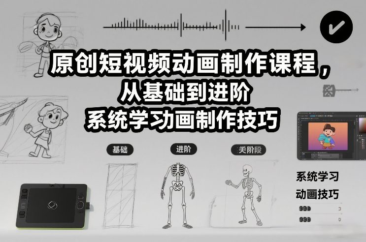 原创短视频动画制作课程，从基础到进阶，系统学习动画制作技巧-星火轻创