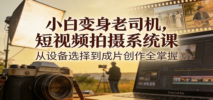 小白变身老司机,短视频拍摄系统课,从设备选择到成片创作全掌握-星火轻创
