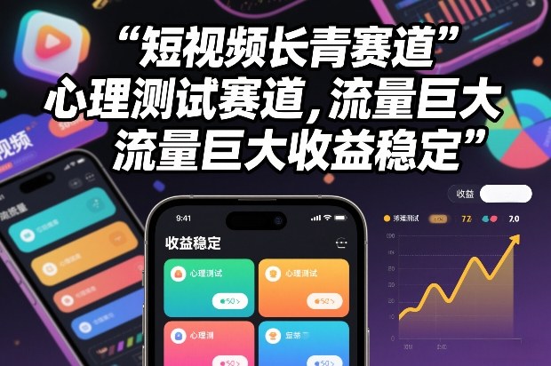 短视频长青赛道，心里测试赛道，流量巨大，收益稳定-星火轻创