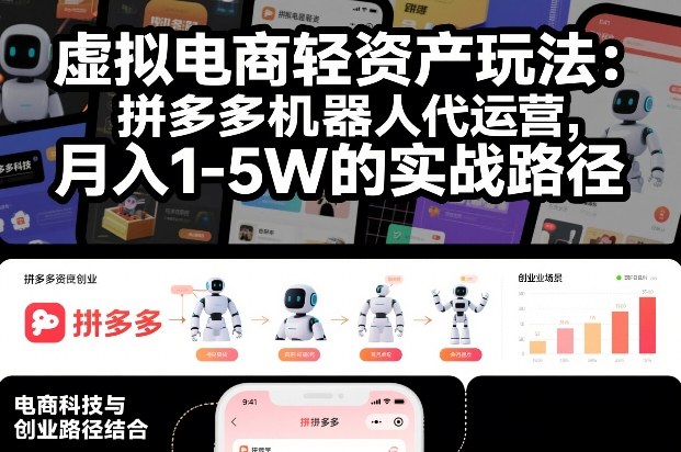 虚拟电商轻资产玩法：拼多多机器人代运营，月入1-5W的实战路径【揭秘】-星火轻创