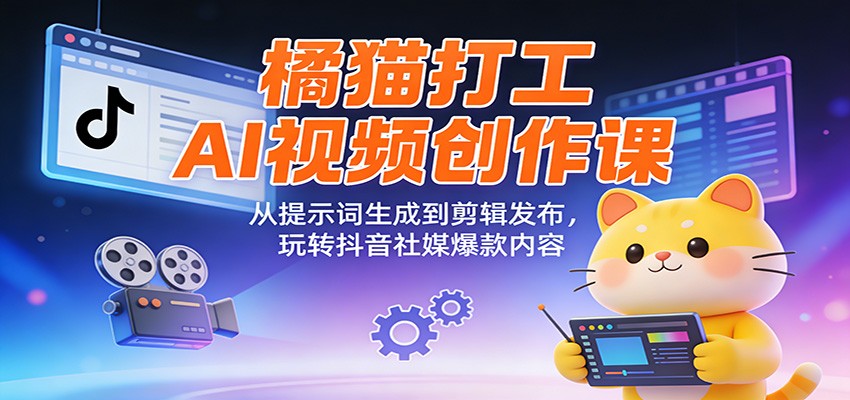 橘猫打工AI视频创作课:从提示词生成到剪辑发布,玩转抖音社媒爆款内容-星火轻创
