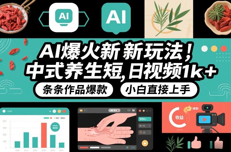 AI爆火新玩法，中式养生短视频，日收益1k+条条作品爆款，小白直接上手，附详细教程-小艾项目网