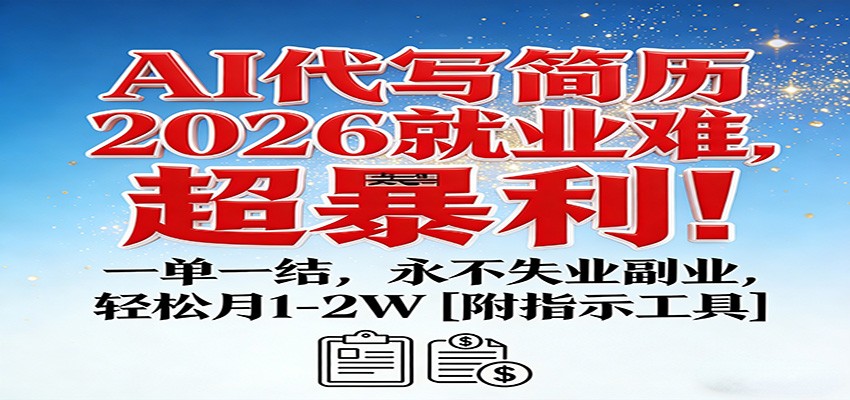AI代写简历,2026就业难,超暴利!一单一结,永不失业副业,轻松月1-2W【附指令工具】-星火轻创