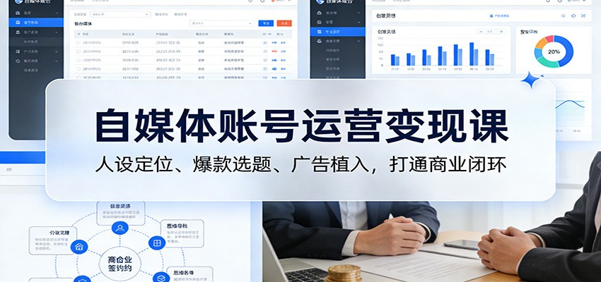 自媒体账号运营变现课:人设定位、爆款选题、广告植入,打通商业闭环-星火轻创
