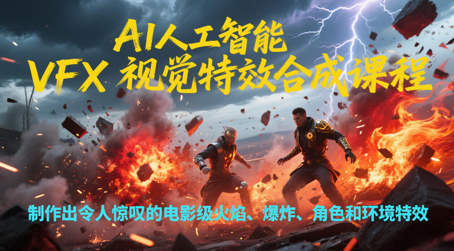 AI人工智能VFX视觉特效合成课程，制作出令人惊叹的电影级火焰、爆炸、角色和环境特效-星火轻创