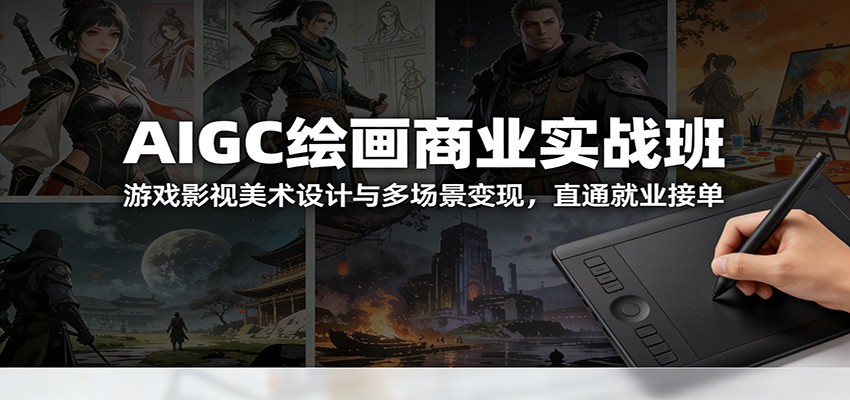AIGC绘画商业实战班:游戏影视美术设计与多场景变现,直通就业接单-星火轻创
