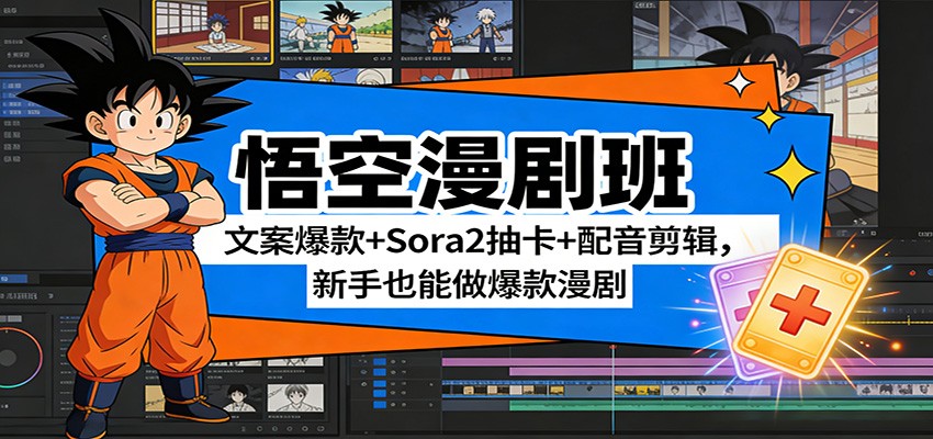 悟空漫剧班:文案爆款+Sora2抽卡+配音剪辑,新手也能做爆款漫剧-小艾项目网