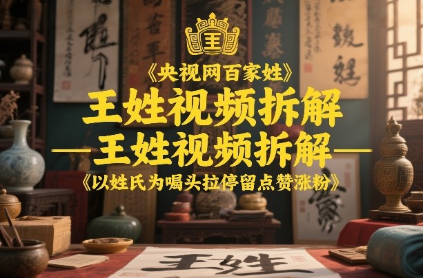 央视网百家姓–王姓视频拆解，以姓氏为噱头拉停留点赞涨粉-星火轻创