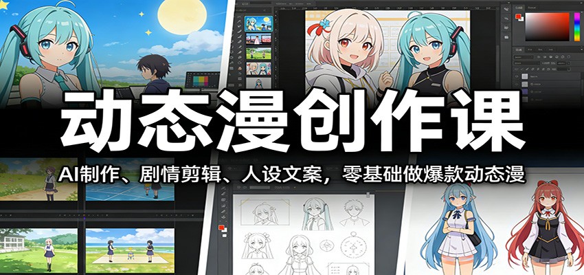 动态漫创作课：AI制作、剧情剪辑、人设文案，零基础做爆款动态漫-星火轻创