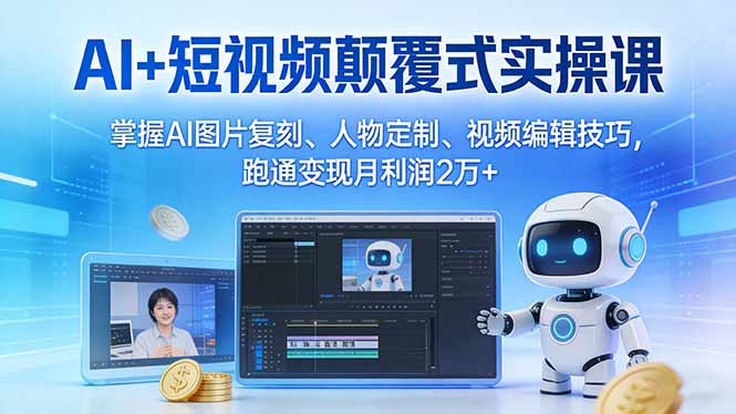 AI+短视频颠覆式实操课：掌握AI图片复刻、人物定制、视频编辑技巧，跑通变现月利润2万+-星火轻创