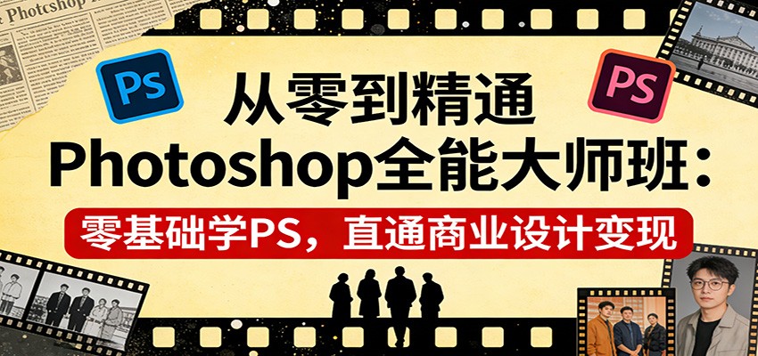 从零到精通Photoshop全能大师班:零基础学PS,直通商业设计变现-小艾项目网