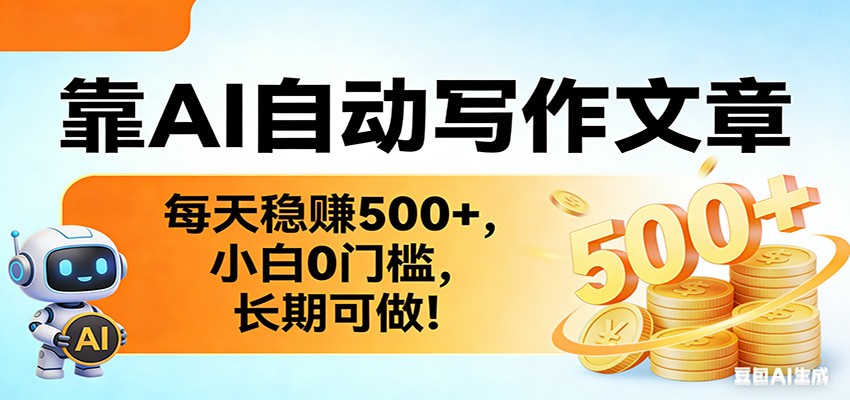 靠AI自动写作文章,每天稳赚500+,小白0门槛,长期可做!-星火轻创