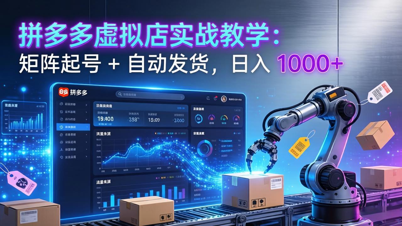 拼多多虚拟店实战教学：矩阵起号 + 自动发货，日入 1000+-星火轻创