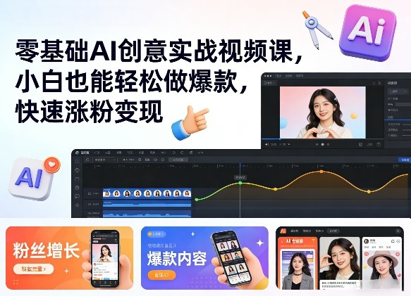 零基础AI创意实战视频课，小白也能轻松做爆款，快速涨粉变现-星火轻创