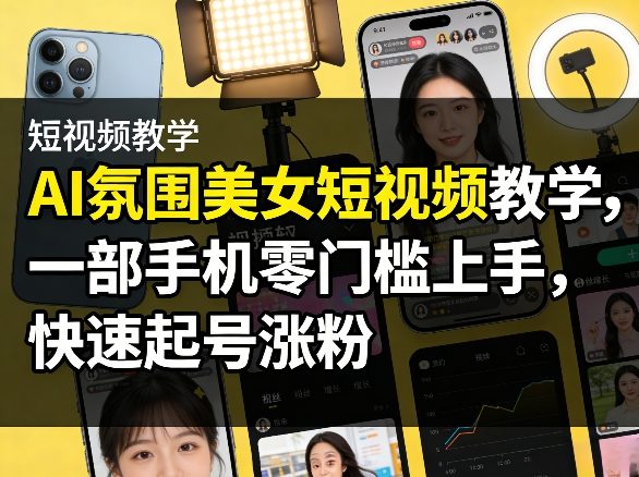 AI氛围美女短视频教学，一部手机零门槛上手，快速起号涨粉-星火轻创