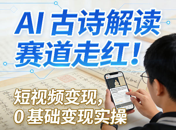 AI古诗解读赛道走红！短视频变现，0基础变现实操-星火轻创