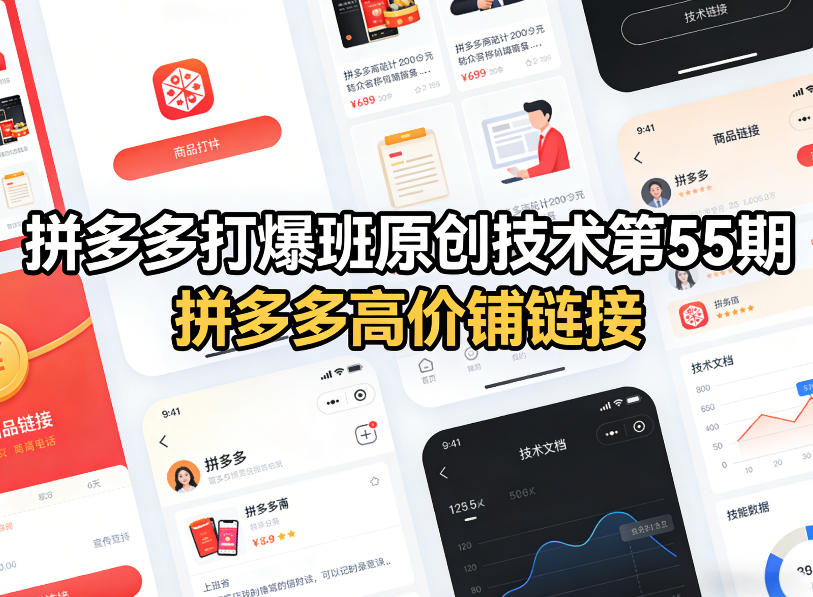 拼多多打爆班原创技术第55期，拼多多高价铺链接-小艾项目网