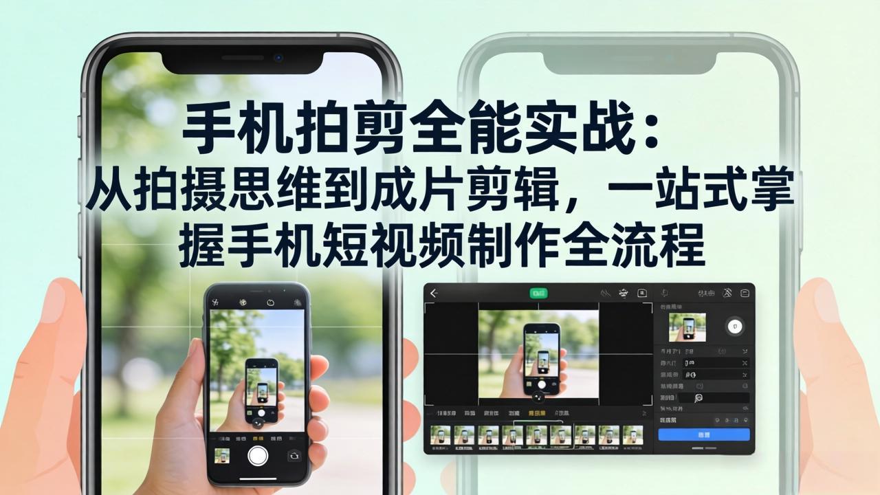手机拍剪全能实战：从拍摄思维到成片剪辑，一站式掌握手机短视频制作全流程-小艾项目网